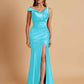 Sexy Soft Satin Mermaid V-neck Floor-Length Mermaid Bridesmaid Dresses