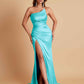 Gorgeous Strapless Soft Satin Side Slit Floor-Length Mermaid Bridesmaid Dresses