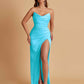 Sexy Soft Satin Mermaid V-neck Side Slit Floor-Length Bridesmaid Dresses Online