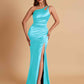 Sexy Soft Satin Mermaid One Shoulder Floor-Length Mermaid Bridesmaid Dresses