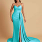Sexy Soft Satin Mermaid V-neck Floor-Length Mermaid Bridesmaid Dresses