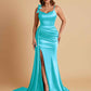 Elegant Soft Satin Mermaid Bowknot Floor-Length Mermaid Bridesmaid Dresses