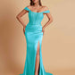 Sexy Soft Satin V-neck Off-the-shoulder Strapless Side-Slit Mermaid Bridesmaid Dresses