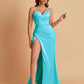 Simple Soft Satin Mermaid V-neck Floor-Length Mermaid Bridesmaid Dresses