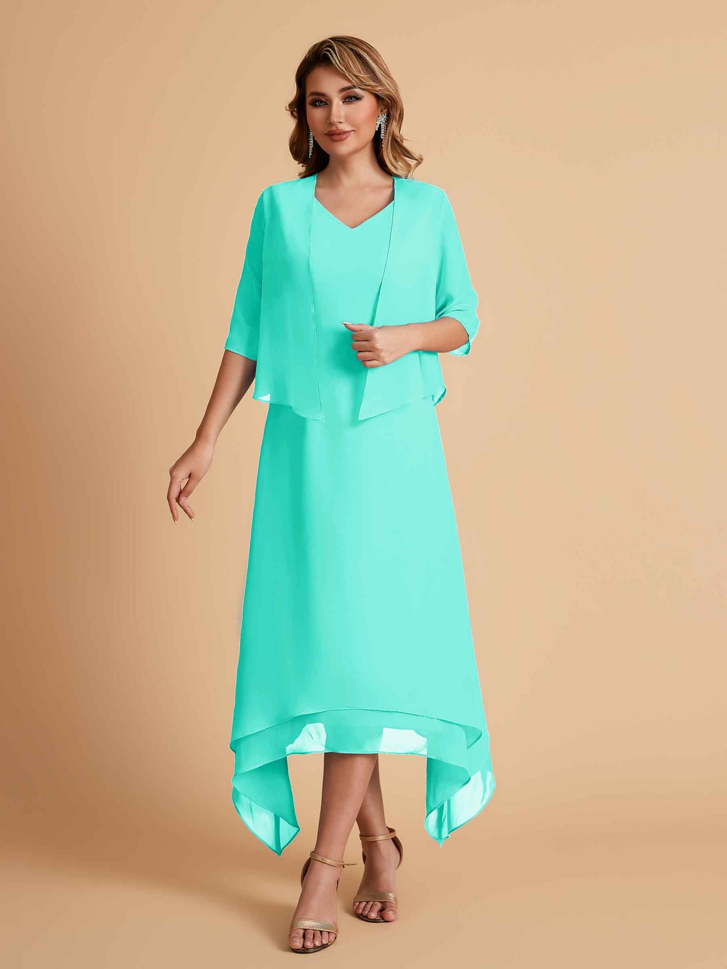 Elegant A-line Chiffon Short Sleeves Mother of the Brides Dresses Online