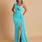 Gorgeous One Shoulder Bow Knot Soft Satin Side Slit Floor-Length Mermaid Bridesmaid Dresses