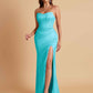 Sexy Strapless Soft Satin Side Slit Floor-Length Mermaid Bridesmaid Dresses