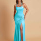 Gorgeous Square Criss Cross Soft Satin Side Slit Floor-Length Mermaid Bridesmaid Dresses