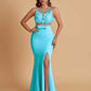 Sexy Soft Satin Mermaid Illusion Side Slit Floor-Length Bridesmaid Dresses Online