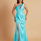 Sexy One Shoulder Soft Satin Side Slit Floor-Length Mermaid Bridesmaid Dresses