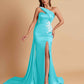 Elegant Soft Satin Sweetheart One Shoulder Side-Slit Mermaid Bridesmaid Dresses
