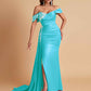 Elegant Soft Satin Mermaid Off Shoulder Floor-Length Mermaid Bridesmaid Dresses