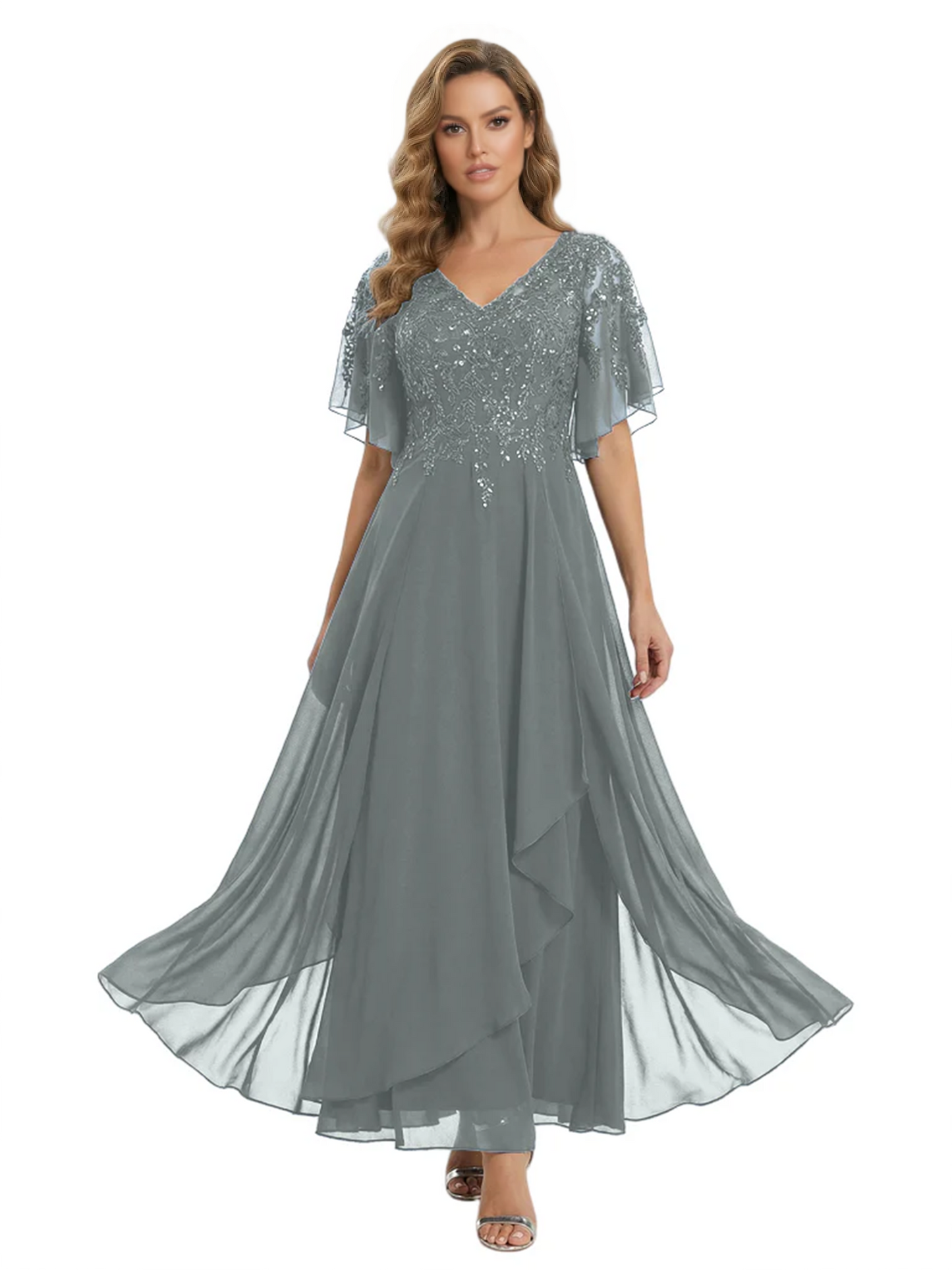 Bling Sequin Chiffon Mother of the Brides Dresses Wedding Party Gowns For Mom
