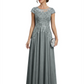 Chic Long A-Line Chiffon Mother of the Brides Dresses Sequin Mom Outfits For Wedding