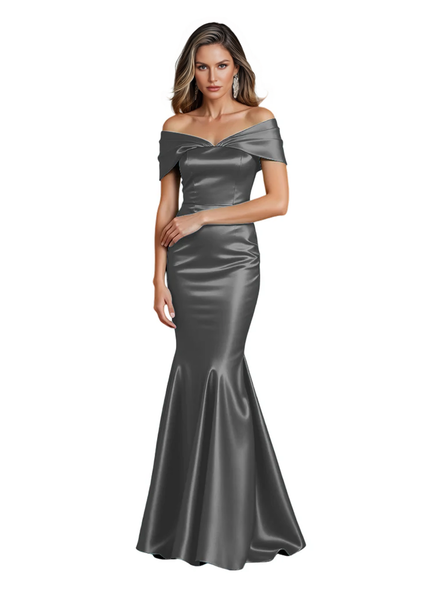 Luxury Emerald Formal Dress Off-the-Shoulder Satin Gown Trumpet Silhouette