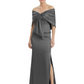 Formal Floor-Length Mother of the Bride Gown Satin Maxi Dress with Bow Neckline