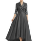 Elegant Mother of Bride Dress Evening Gowns Trending Styles with Lapel Collar 3/4 Sleeves
