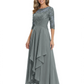 3/4 Sleeve Mother of the Bride Dress with Lace Embroidery High-Low Hem 2026