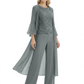 Elegant Pink 3-Piece Pant Set Trending 2026 Styles with Lace Wide-Leg Pants