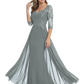 Luxury Burgundy Formal Dress Embroidered Lace Bodice Flowy Chiffon Gown 2026