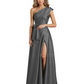 Wedding Mother of the Bride Dress One Shoulder and High Slit Formal Dresses