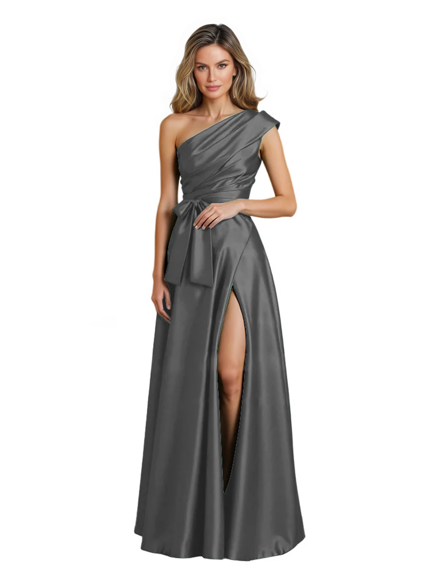 Wedding Mother of the Bride Dress One Shoulder and High Slit Formal Dresses