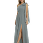 One-Shoulder Mother of the Bride Dress Chiffon Gown with Long Sash Detail
