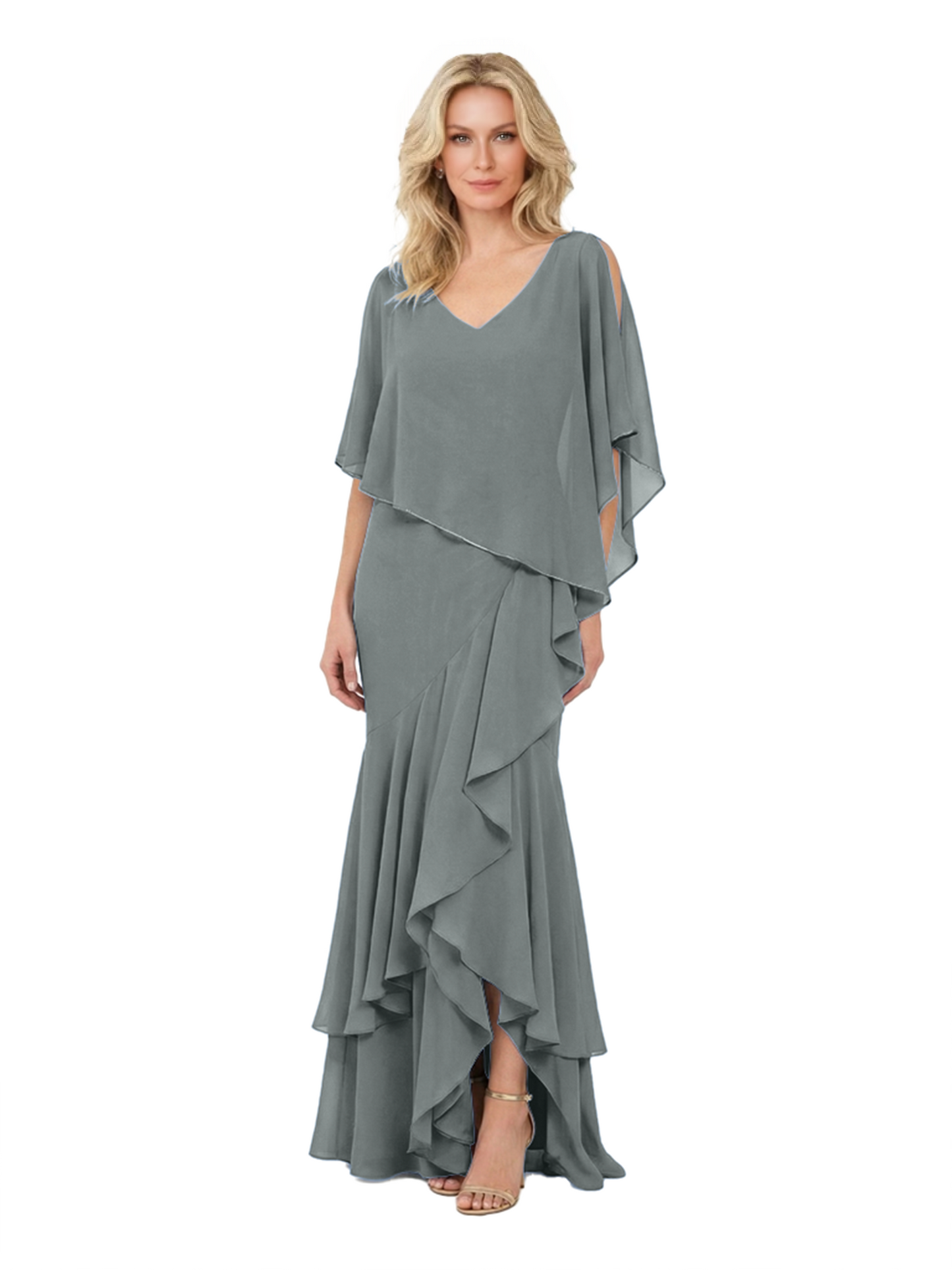 Chic Long A-Line Chiffon Mother of the Brides Dresses Sequin Mom Outfits