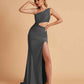 Sexy One-Shoulder Waist Cutout With High Split Floor-Length Bridesmaid Dresses