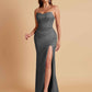 Sexy Strapless Soft Satin Side Slit Floor-Length Mermaid Bridesmaid Dresses