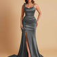 Elegant Soft Satin Mermaid Bowknot Floor-Length Mermaid Bridesmaid Dresses