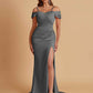 Sexy Soft Satin Mermaid Cold Shoulder Side Slit Floor-Length Bridesmaid Dresses Online