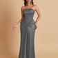 Sexy Soft Satin Mermaid Strapless Floor-Length Mermaid Bridesmaid Dresses