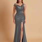 Sexy Soft Satin Mermaid V-neck Floor-Length Mermaid Bridesmaid Dresses