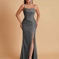 Gorgeous Spaghetti Straps Soft Satin Side Slit Floor-Length Mermaid Bridesmaid Dresses
