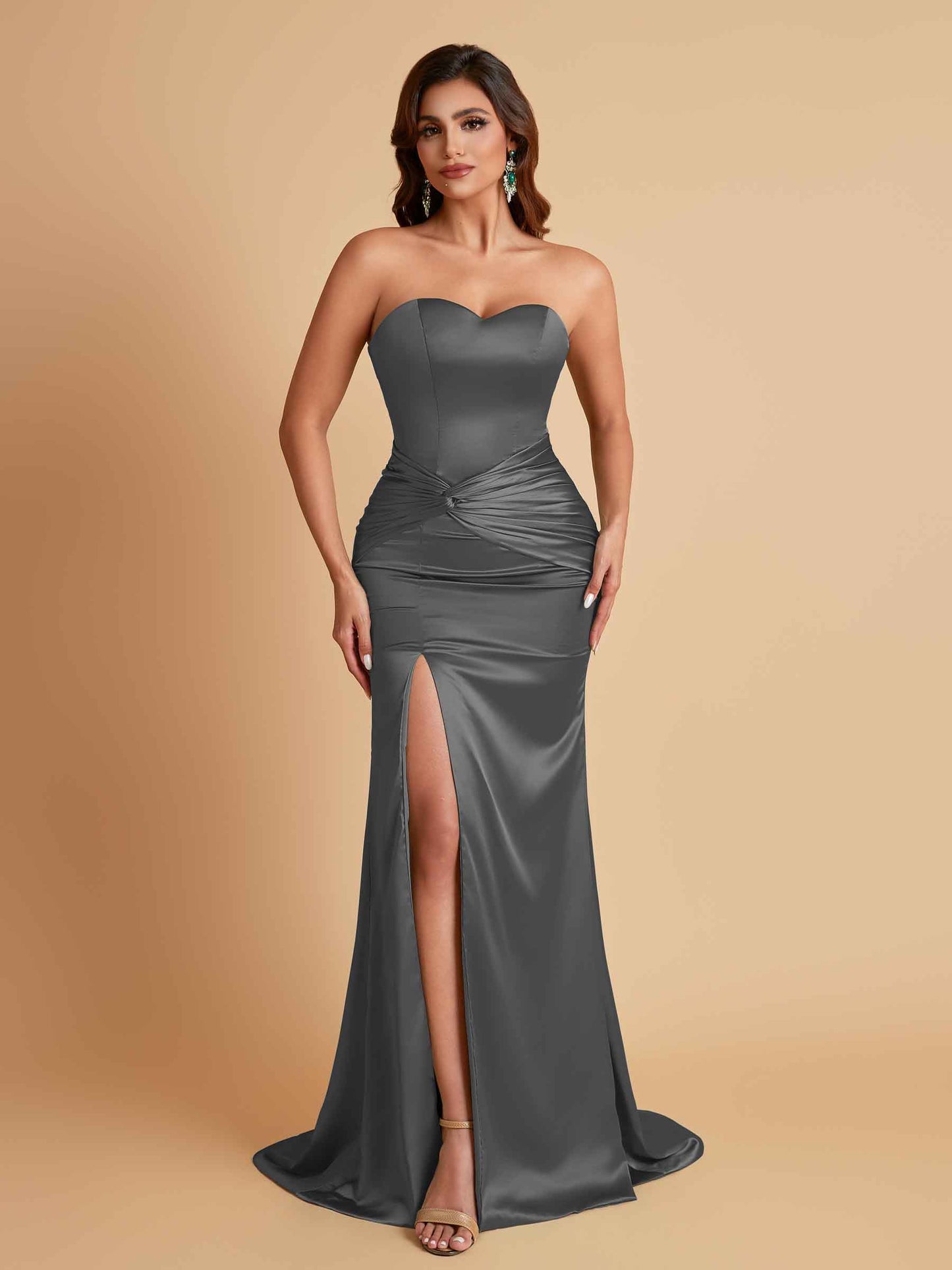 Sexy Soft Satin Mermaid Sweetheart Floor-Length Mermaid Bridesmaid Dresses
