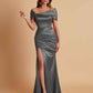 Elegant Soft Satin Off-the-shoulder Side-Slit Mermaid Bridesmaid Dresses