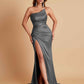 Gorgeous Strapless Soft Satin Side Slit Floor-Length Mermaid Bridesmaid Dresses