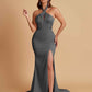 Elegant Soft Satin Mermaid Halter Side Slit Floor-Length Bridesmaid Dresses Online