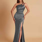 Sexy Soft Satin Mermaid One Shoulder Floor-Length Mermaid Bridesmaid Dresses