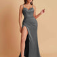 Simple Soft Satin Mermaid V-neck Floor-Length Mermaid Bridesmaid Dresses