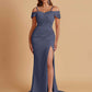 Sexy Soft Satin Mermaid Cold Shoulder Side Slit Floor-Length Bridesmaid Dresses Online