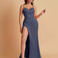 Simple Soft Satin Mermaid V-neck Floor-Length Mermaid Bridesmaid Dresses