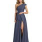 Wedding Mother of the Bride Dress One Shoulder and High Slit Formal Dresses