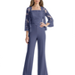 Mother of the Bride Jumpsuit with Lace Jacket 3/4 Sleeve Formal Pant Suit