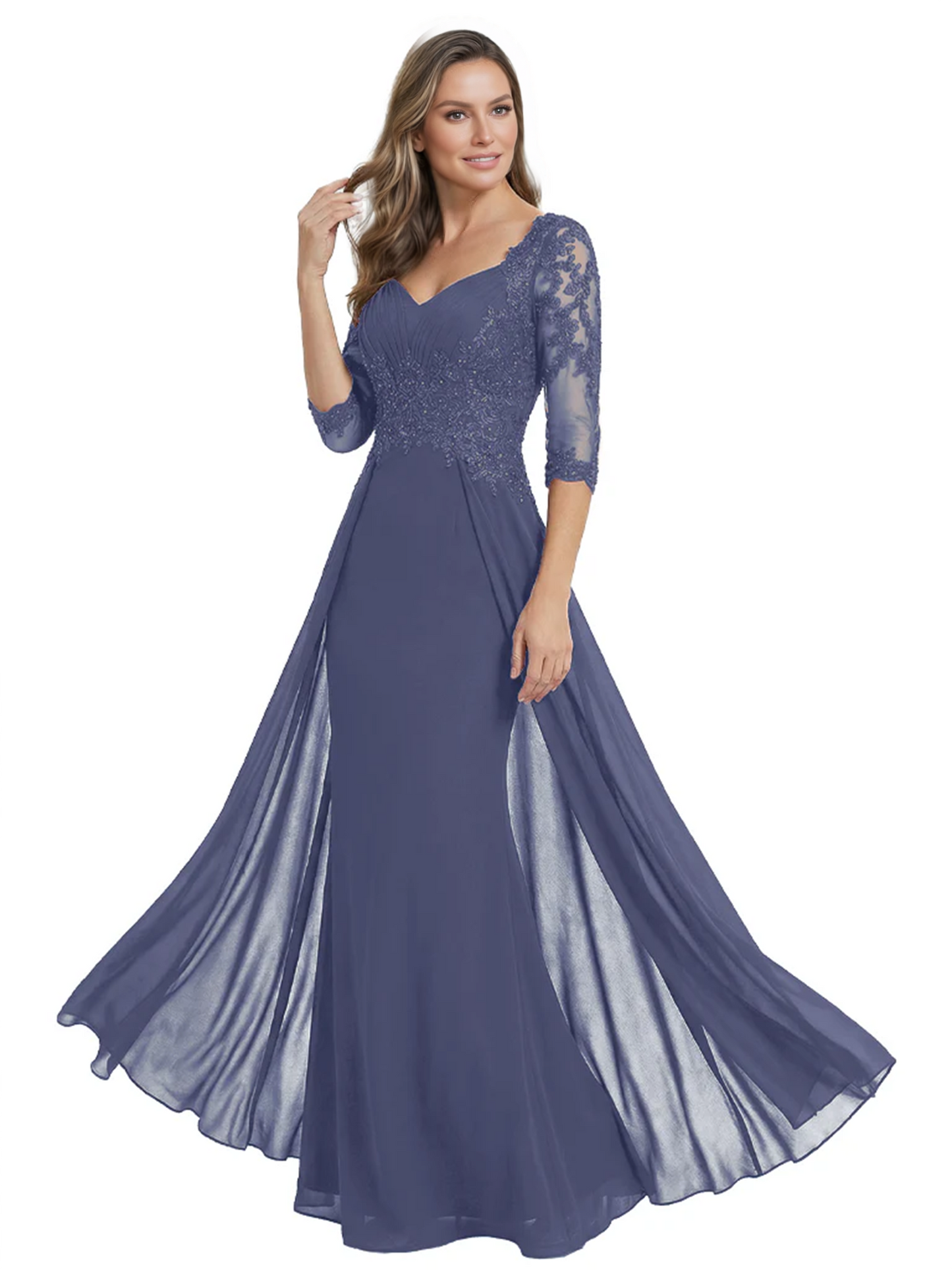 Luxury Burgundy Formal Dress Embroidered Lace Bodice Flowy Chiffon Gown 2026