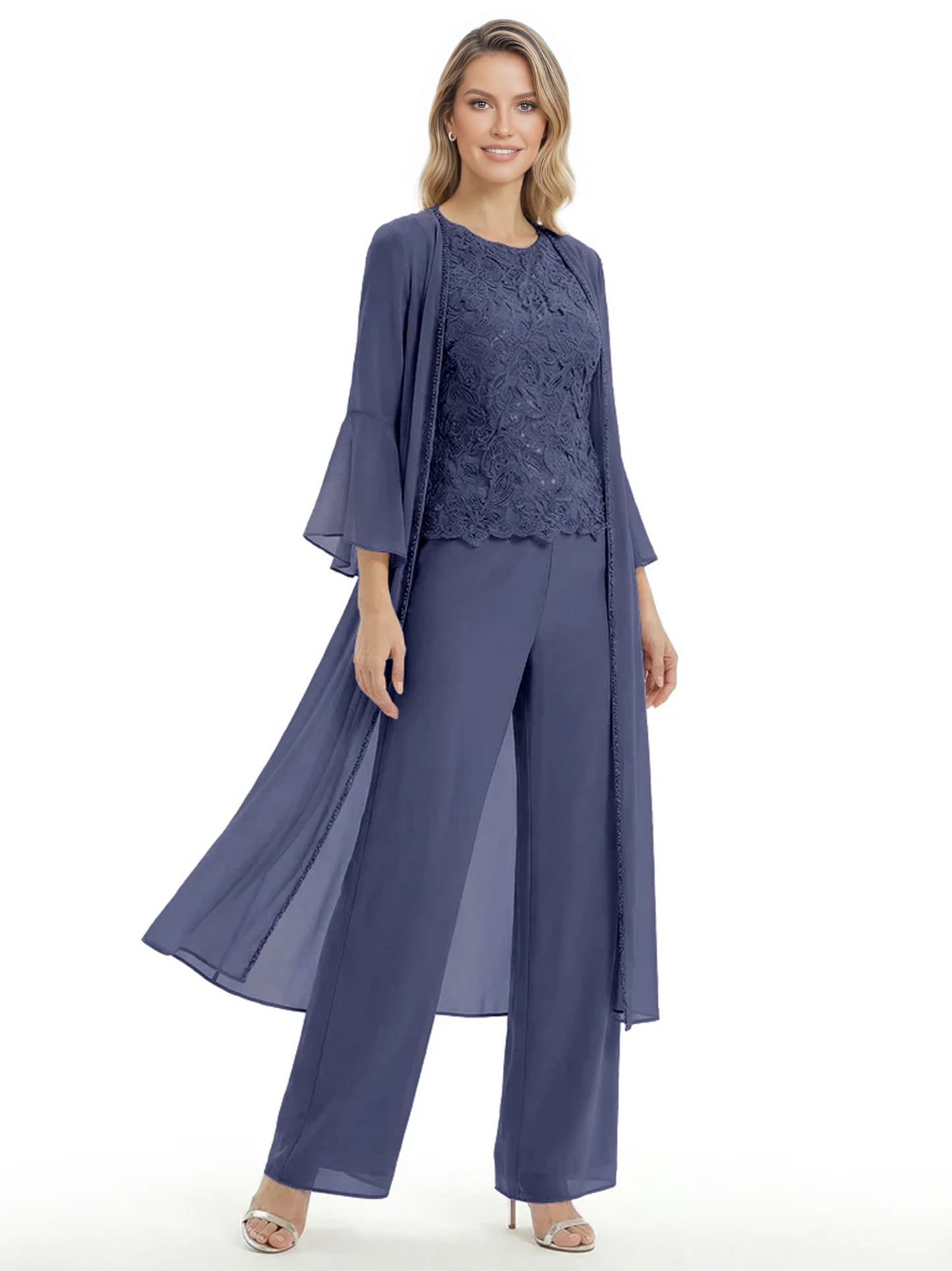 Elegant Pink 3-Piece Pant Set Trending 2026 Styles with Lace Wide-Leg Pants