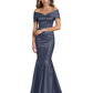 Luxury Emerald Formal Dress Off-the-Shoulder Satin Gown Trumpet Silhouette