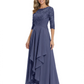 3/4 Sleeve Mother of the Bride Dress with Lace Embroidery High-Low Hem 2026