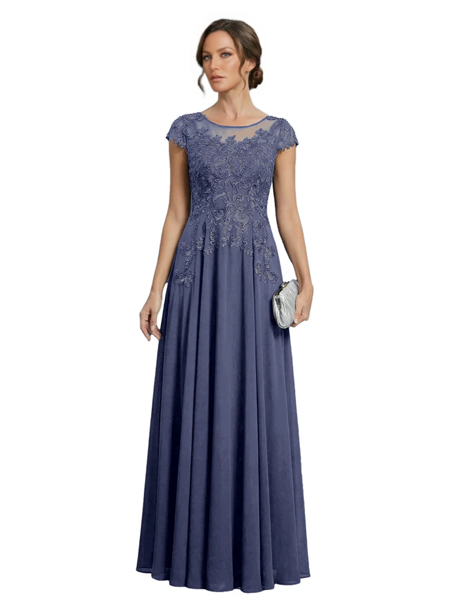 Chic Long A-Line Chiffon Mother of the Brides Dresses Sequin Mom Outfits For Wedding